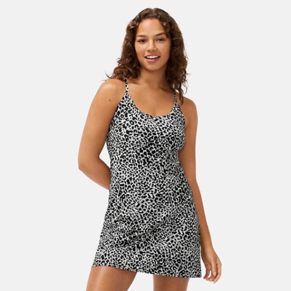 Outdoor Voices Exercise Dress in Snow Leopard, Size Small